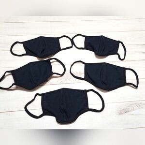Bundle of 5 Black Adult Cloth Face Masks - New
